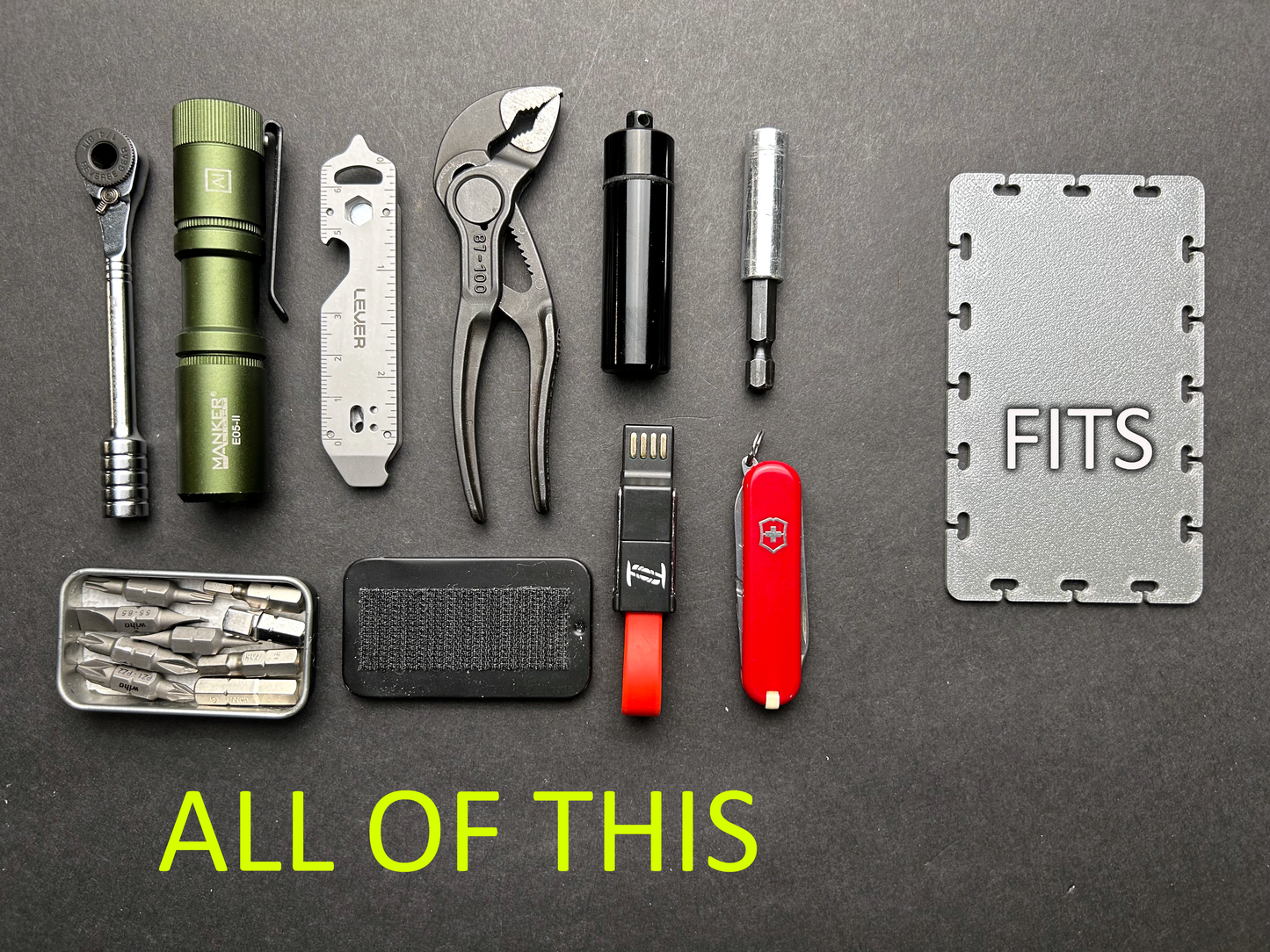 One Pocket Rack™ Mini EDC Organizer- Tools and Elastic Bands NOT included.